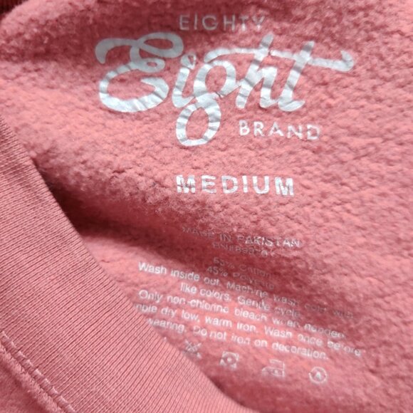 Eighty Eight M Mauve Pink Crewneck Sweatshirt Astronaut Embroidery Pullover Cozy - Picture 6 of 7